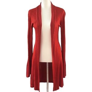 AVA LONG LENGTH CARDIGAN SWEATER ORANGE COLOR LONG BELL SLEEVES SIZE MEDIUM